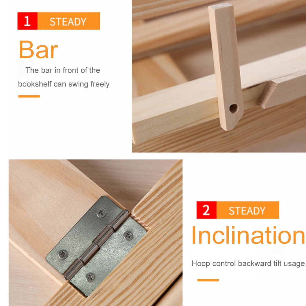 Cook Rest Rack Home Portable Pages Fixed Wooden Frame Reading Stand Adjustable Angle Non-toxic Foldable Lightweight Book Holder |