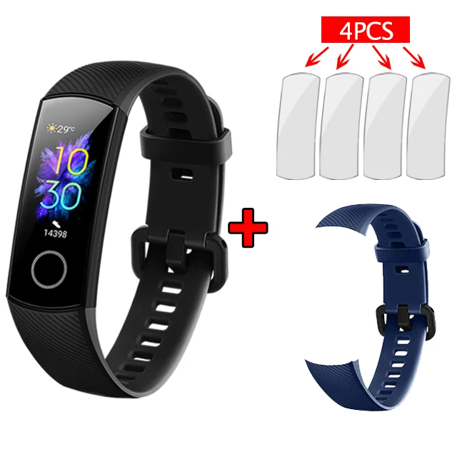 Set 4 Huawei Honor Band 5 Смарт-браслет, Оксиметр крови, кислород, волшебный цвет, сенсорный экран, плавающий ход, обнаружение пульса, сна, сна - Цвет: Set 4