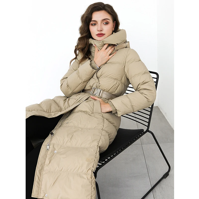 Fitaylor/Новинка Зимняя парка с длинным капюшоном Модная женская куртка на 90% белом
