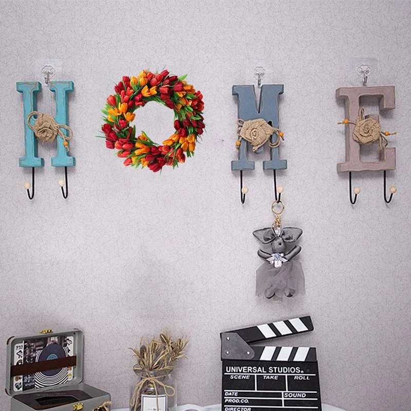 

Door Wreath Artificial Tulip Flower Wreath Spring Summer Garland for Front Door Wall Window Wedding Party Home Decor