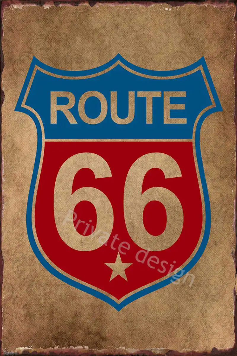 

Настенный декор Route 66 в стиле ретро, украшение для комнаты, винтажный металлический знак в стиле ретро, жестяной знак пластинки постер для ис...