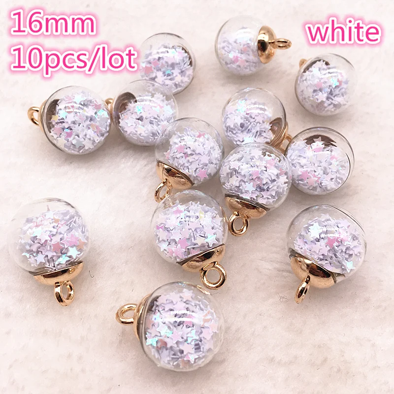 

10pcs 21x16mm Magic Ball Transparent Glass Beads Transparent Pendant Pentagram for Christmas Decoration