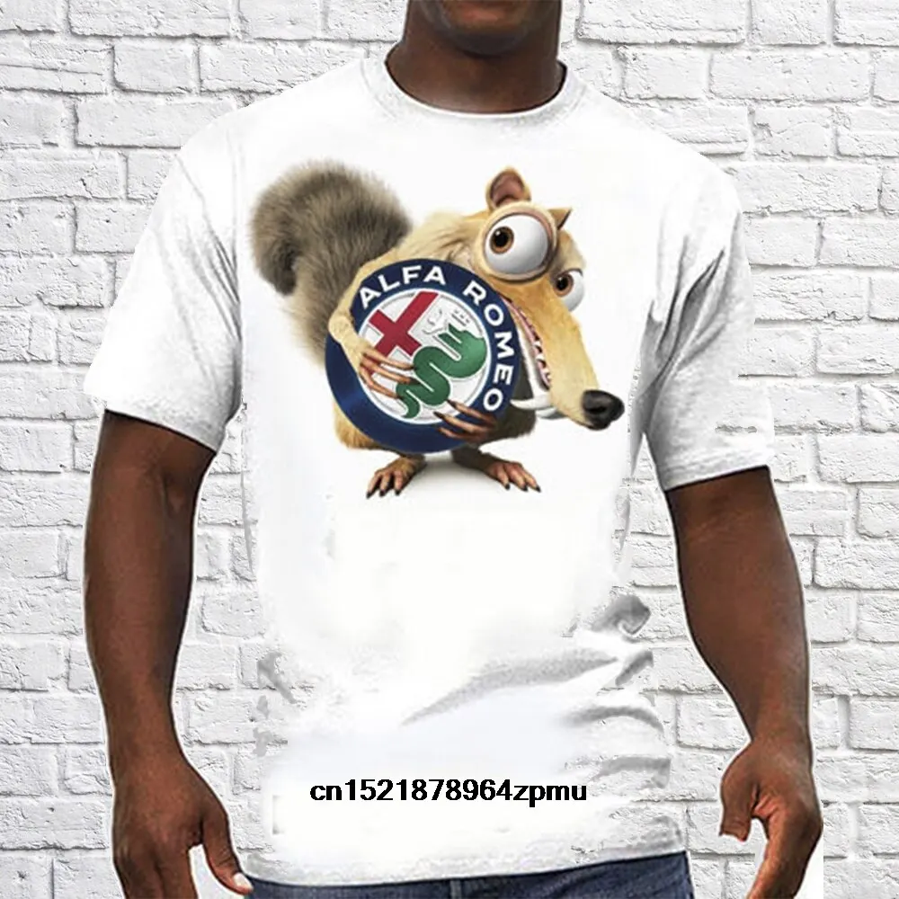 Мужская футболка Alfa Romeo белка Скрат подарок Топ белая новинка wo для мужчин |