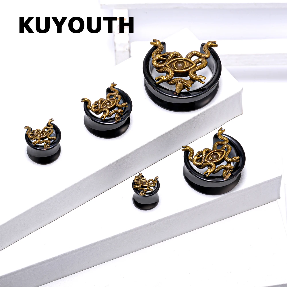 KUYOUTH новейшие круглые антикварные золотые серьги-змеи из нержавеющей стали