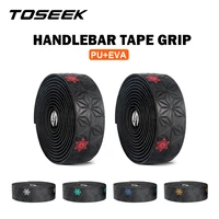 toseek soft road bike bicycle handlebar cork eva pu bar tape professional cycling damping anti vibration wrap with 2 bar plug