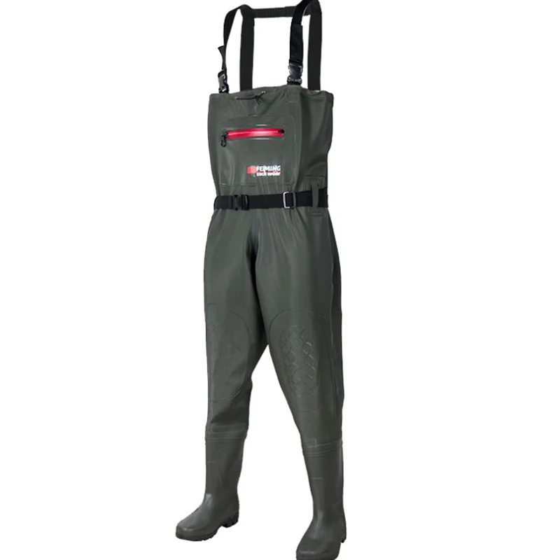 Pvc Mens Fishing Chest Waders Breathable Waterproof Fishing Jerseys With Wading Belt Stocking Foot River Wader Pants Bootfoot enlarge