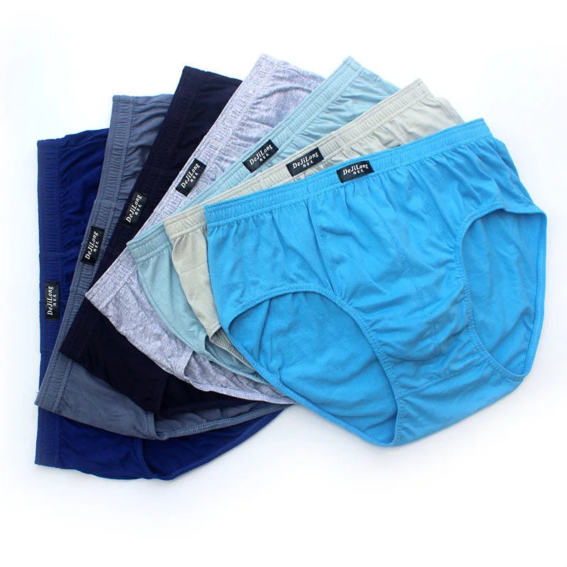 6pcs/Lot High waist 6XL 5XL 100%Cotton Men Birefs Mid Waist Triangle  Comfortable Underwear Men Breathable Shorts Men Briefs