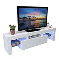 63 mfc high gloss led lighting tv stand cabinet unit entertainment center 63x14x18inch whiteus stock
