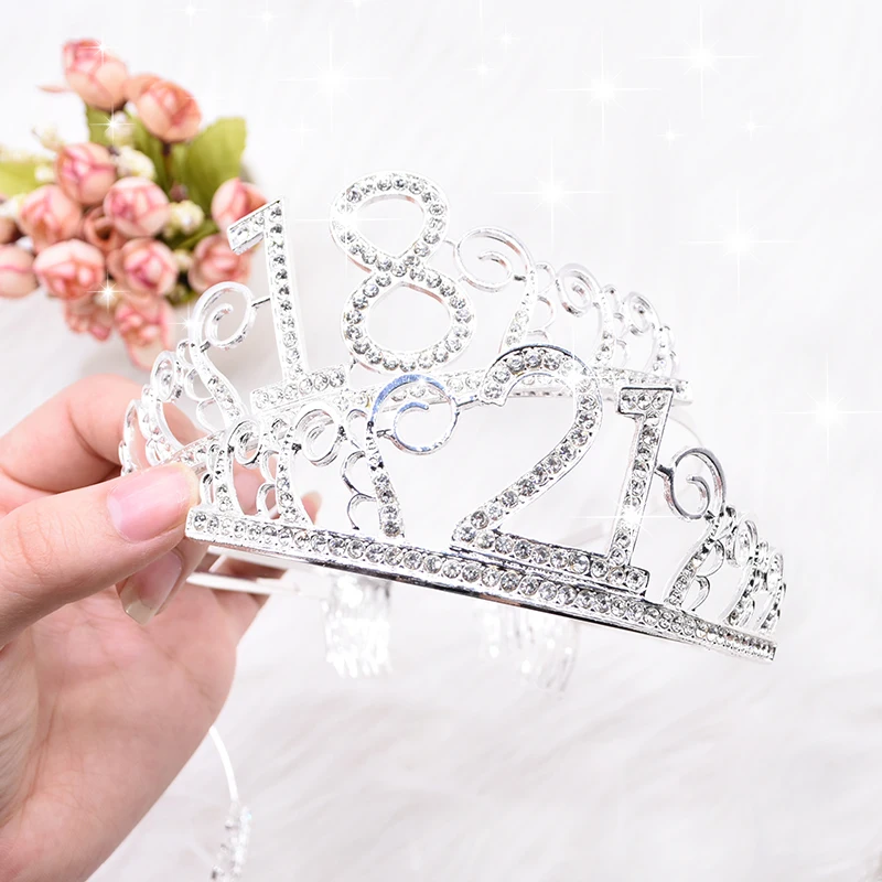

Silver Tiaras Crown for18 21 30 40 50 Grils Women Birthday Party Decorations Adult Princess Theme Favors Birthday Gift