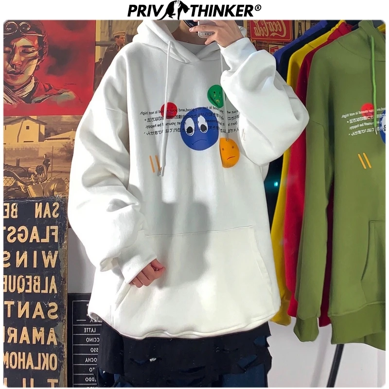 Privathinker Для мужчин 2020 зимние Утепленные Свободные толстовки ходи s печатных