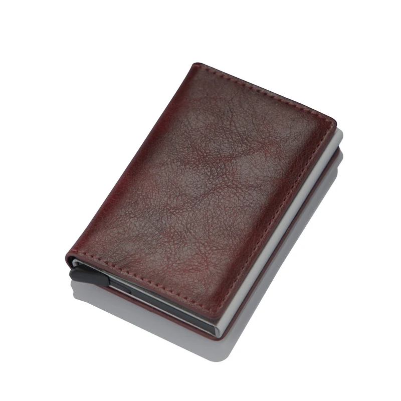 new men women smart wallet credit bank card holder fashion purse aluminum alloy business casual mini wallet brand pu purse free global shipping
