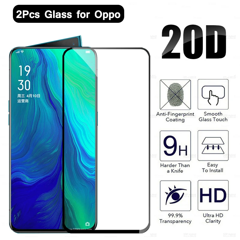 

Закаленное стекло 20D для Oppo Reno 2 Reno 2 Z, полное покрытие, Защита экрана для oppo reno 2 reno 2 Z, защитная стеклянная пленка, 2 шт.