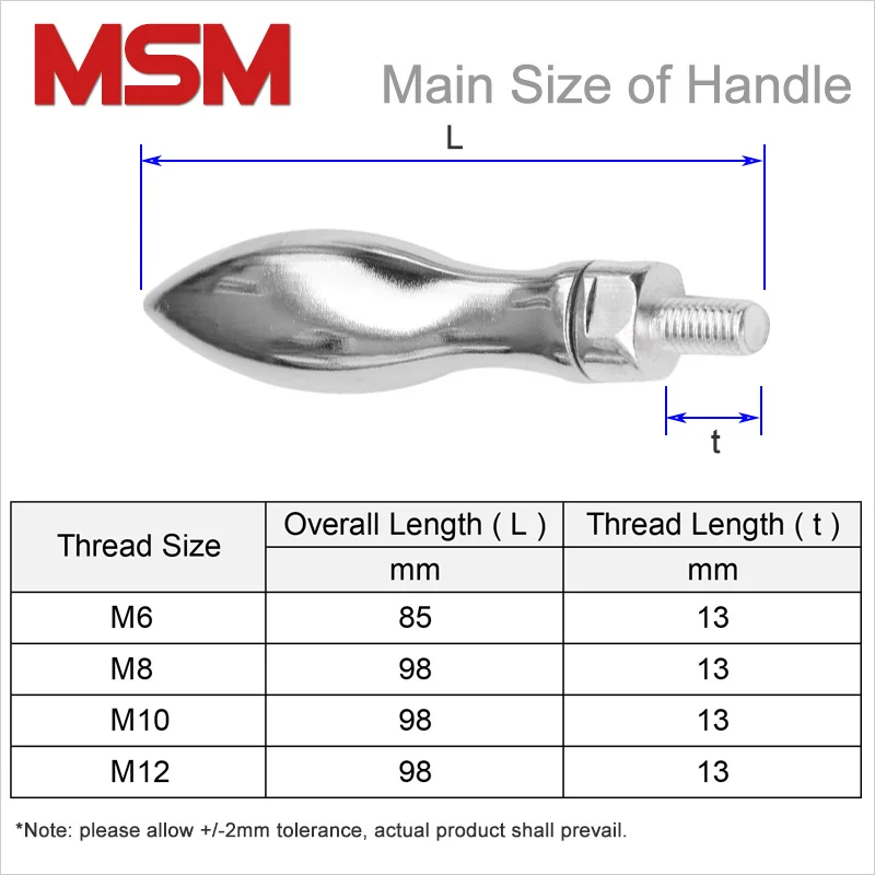2 шт. MSM наружная резьба изогнутая ручка твердый металлический ручной круг M6 M8 M10 M12