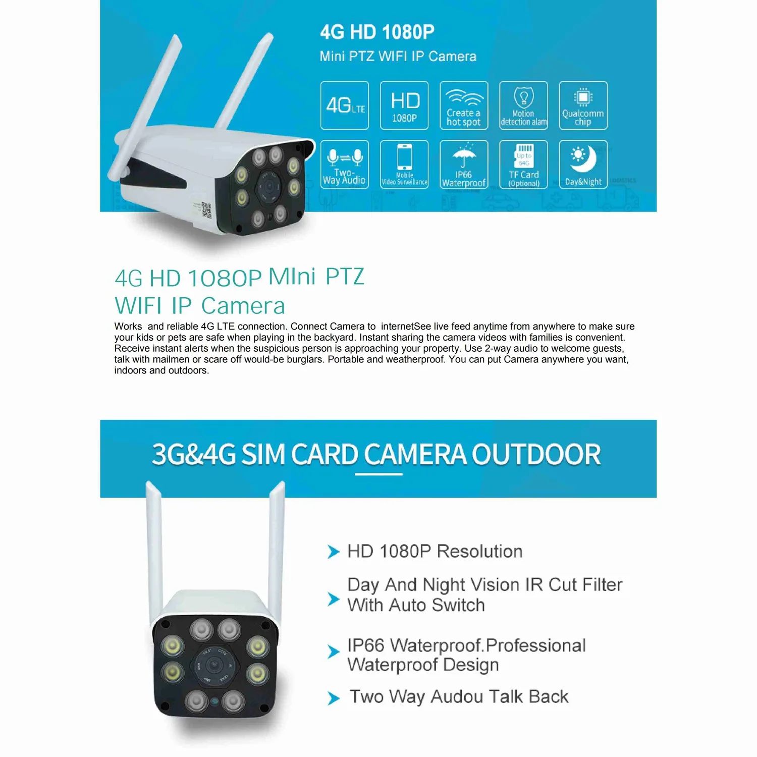 3g 4G sim-карта камера безопасности CCTV 1080P HD wifi ip-камера для улицы IP66 Водонепроницаемая P2P инфракрасная камера ночного видения
