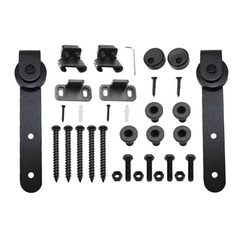 Mini Sliding Barn Door Black Carbon Steel POM Hardware Cabinet Hanging Rail Set Smooth Silent Partition | Обустройство дома