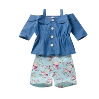 wholesale baby girl clothing sets summer short sleeves korean style summer set for 2 8y girls casual dress