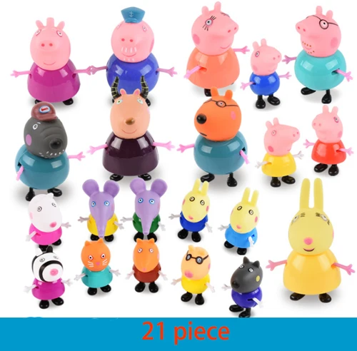 21 PCS Оригинальная игрушка Peppa, Свинка Джордж, фигурки, кукла Peppa, друзья, любовь, обучение, классная сцена, развивающие игрушки, Детский Рождественский подарок - Цвет: 21 PCS