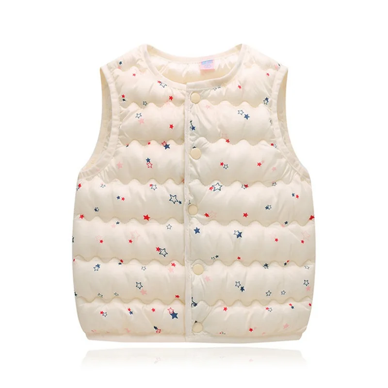 beige star CROAL CHERIE/милый жилет для малышей с птицами детский жилет для мальчиков и девочек зимняя куртка осенне-зимние жилеты для мальчиков, верхняя одежда для малышей, пальто - Цвет: beige star
