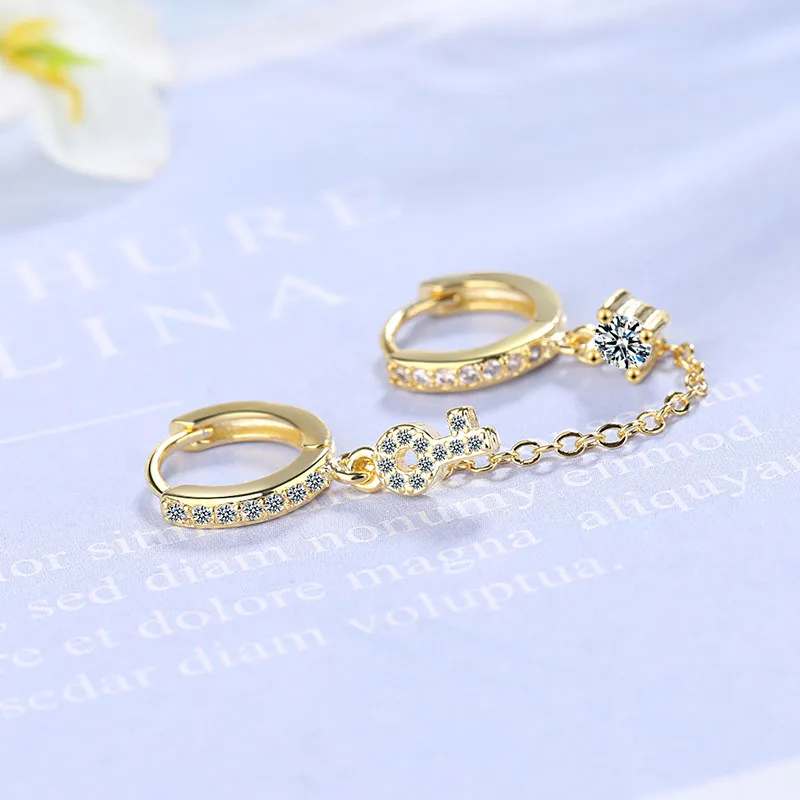 JYouHF 1 шт. модные золотистые Серебристые циркониевые серьги для женщин с двойным