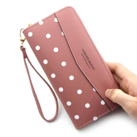 women long wallets polka dot zipper money bag handbag card holder coin change pocket evening party letter print clutch bag