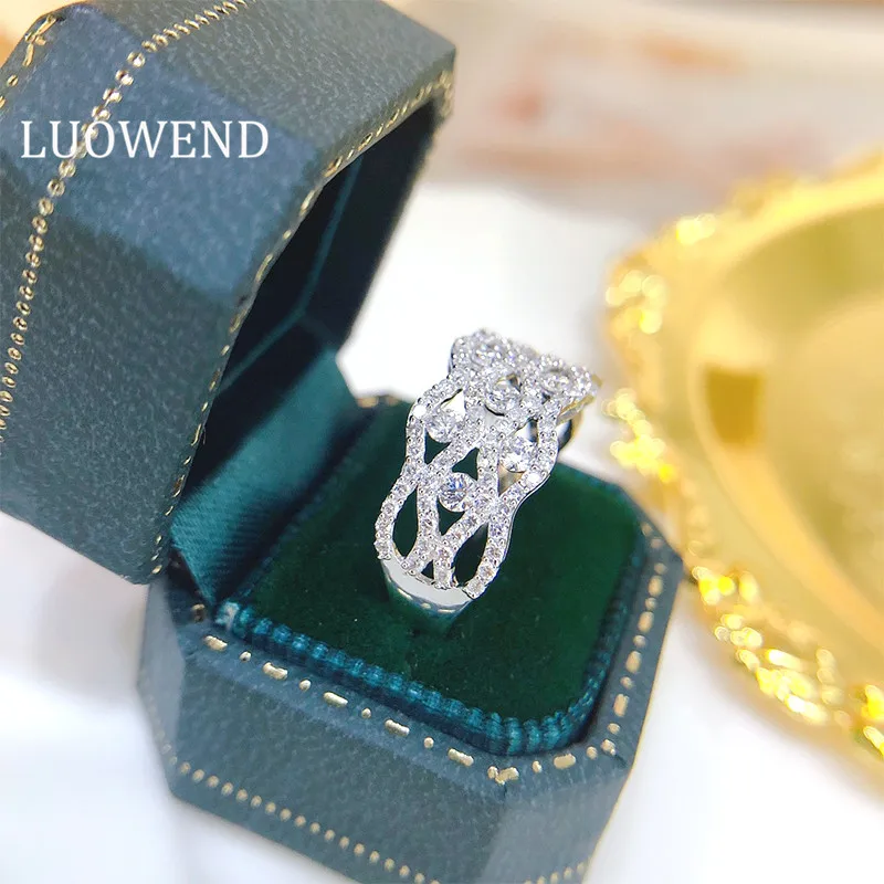 

Кольцо LUOWEND из белого золота 100% пробы, 18 К