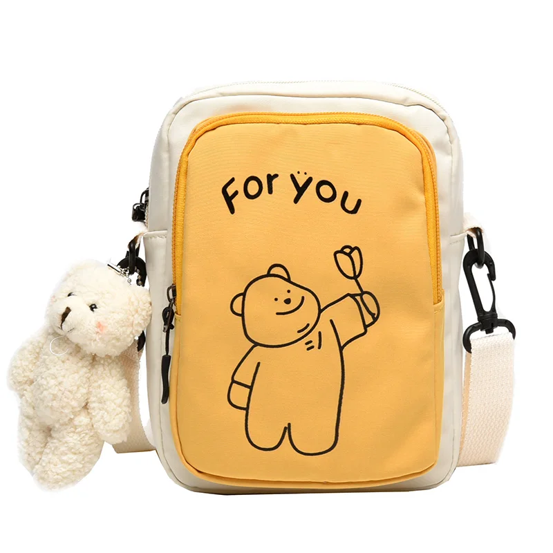 

NEW Real Photo Messenger Bag Female Ins Student Forest Canvas Bag 2020 New Trendy Cute Cartoon Vitality Girl Mobile Phone Bag