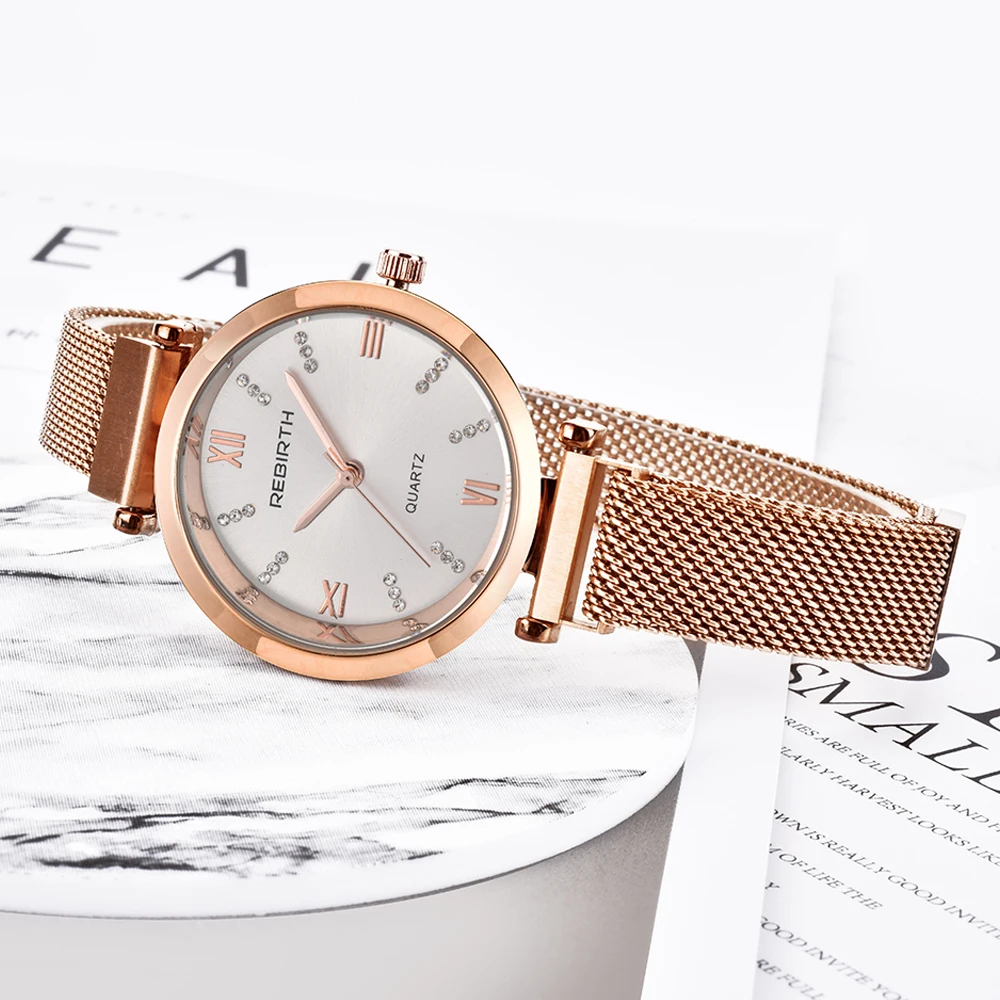 Роскошные женские часы браслет Творческий Магнитного Кварцевые из розового