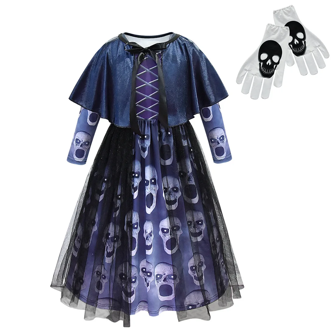 Накидка с длинным рукавом и мантией для девочек карнавальный костюм ведьмы на