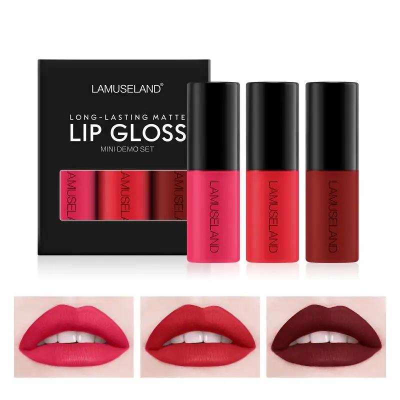 3pcs /Set Mini Matte Lipstick Moisturizing Waterproof Long Lasting Lip Gloss Lips Make-Up Tint Glaze Cosmetics TSLM2 |