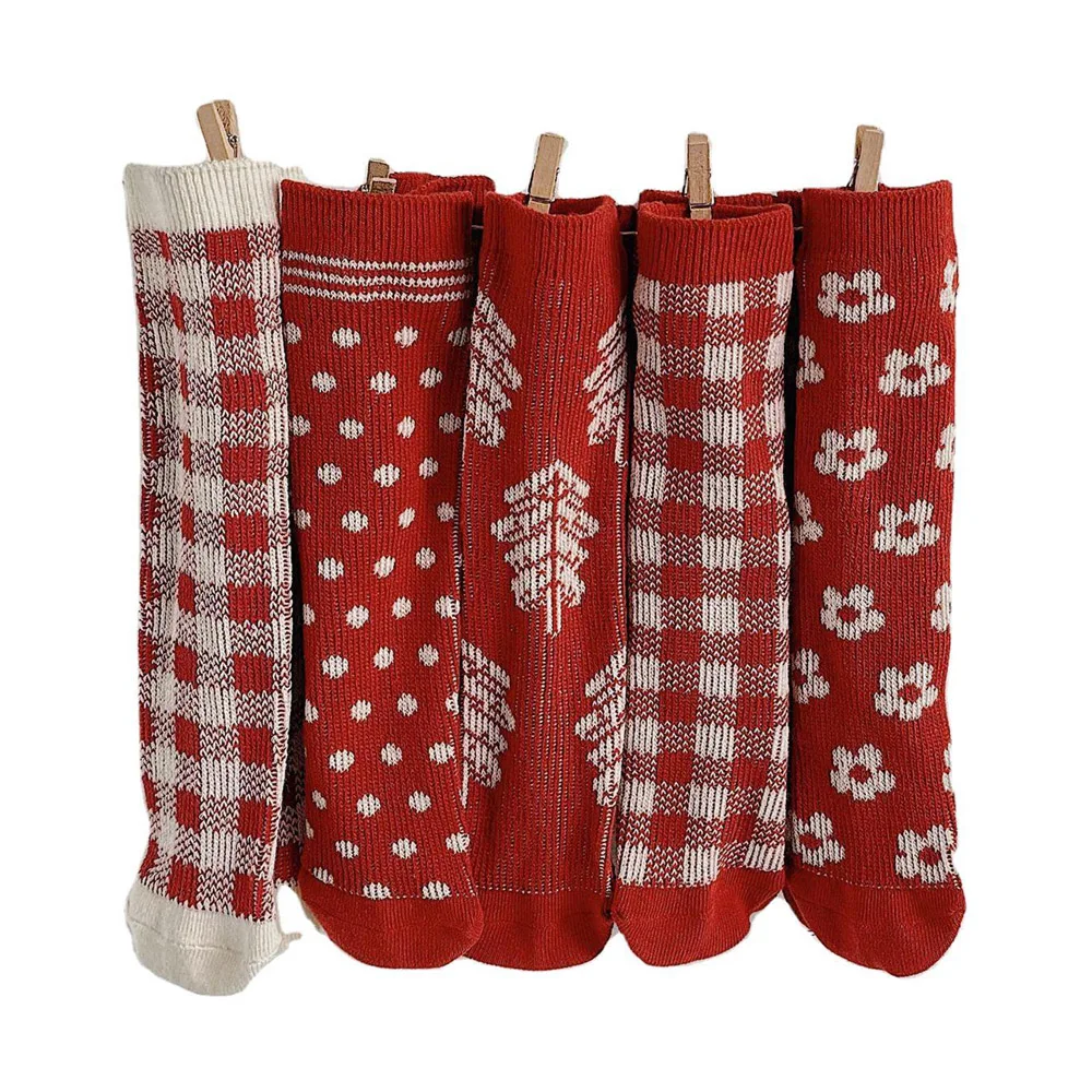 

3 пары/Лот рождественские носки для девочек 2021 зимние детские теплые красные клетчатые Праздничные Гольфы для младенцев Детские аксессуары