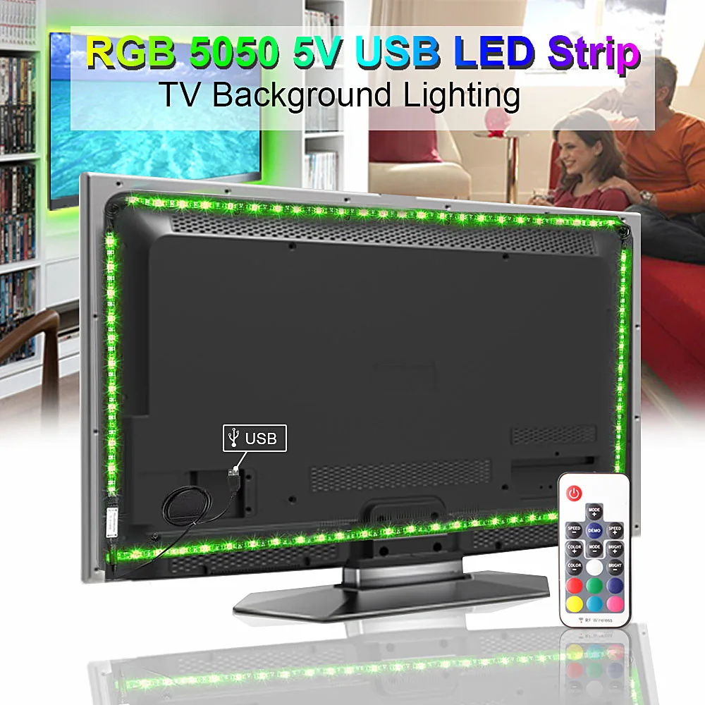 Диодная лента 5050 RGB лента для ПК светодиодный USB DC5V 0,5 м/1 м/2 м/3 м ТВ ПОДСВЕТКА Гибкая неоновая полоса светодиодный светильник полосы для украшения спальни лента светодиодная