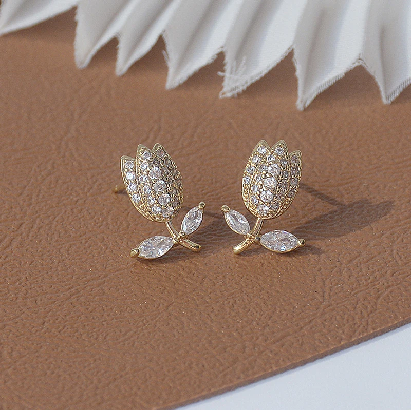 

Серьги-гвоздики женские из циркона, 14 к, настоящее покрытие