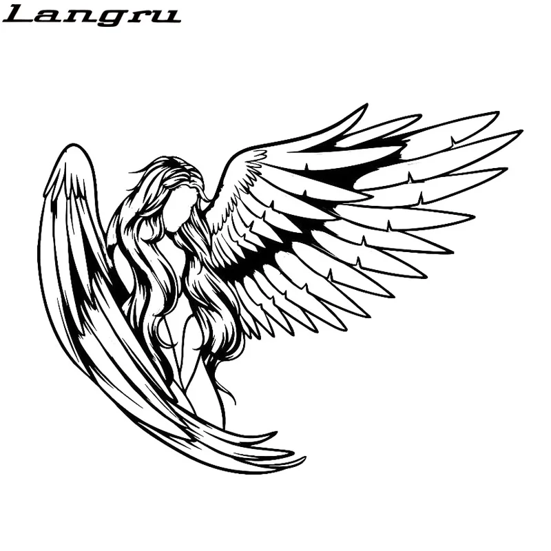 

Langru 18.8*14.4CM Elegant Gorgeous Girl Warrior Angel Silhoutte Design Decal Covering The Body Car Sticker Jdm