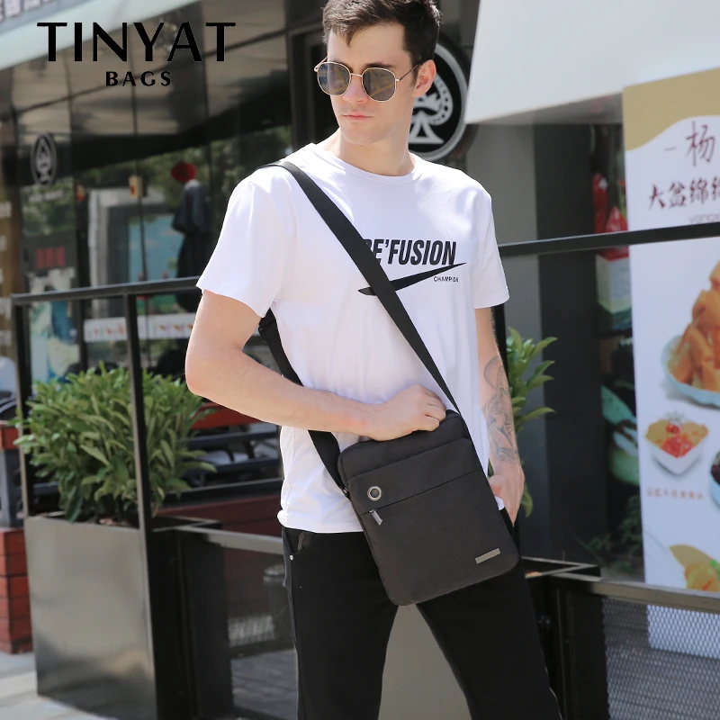 Мужская сумка-мессенджер TINYAT повседневная холщовая сумка через плечо для