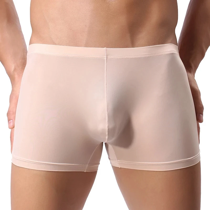 Тонкий прозрачный ледяной шелк сексуальное нижнее белье Для мужчин шорты