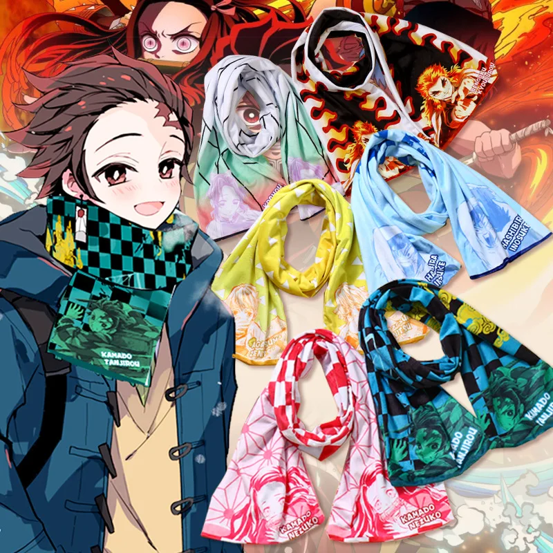 

Demon Slayer Kimetsu No Yaiba Cosplay Winter Autumn Scarf Otaku Warm Bib Shawl Agatsuma Zenitsu Kamado Nezuko Cosplay Costume