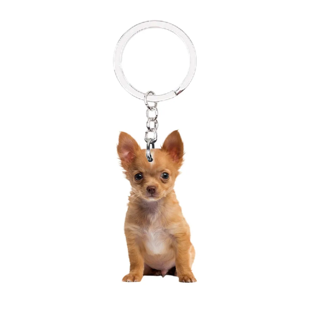 

Chihuahua Animal Keychain Car key NOT 3D kawaii Dog charms cute llaveros girlfriend best friends Gifts idea plat Fashion Jewelry