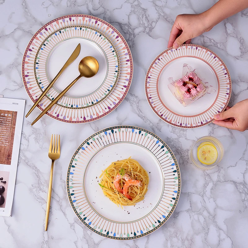 

Nordic Ceramic Dinnner Plates for Food Dish Dessert Bread Steak Plate Phnom Penh Western Serving Tray Plate Tableware Household