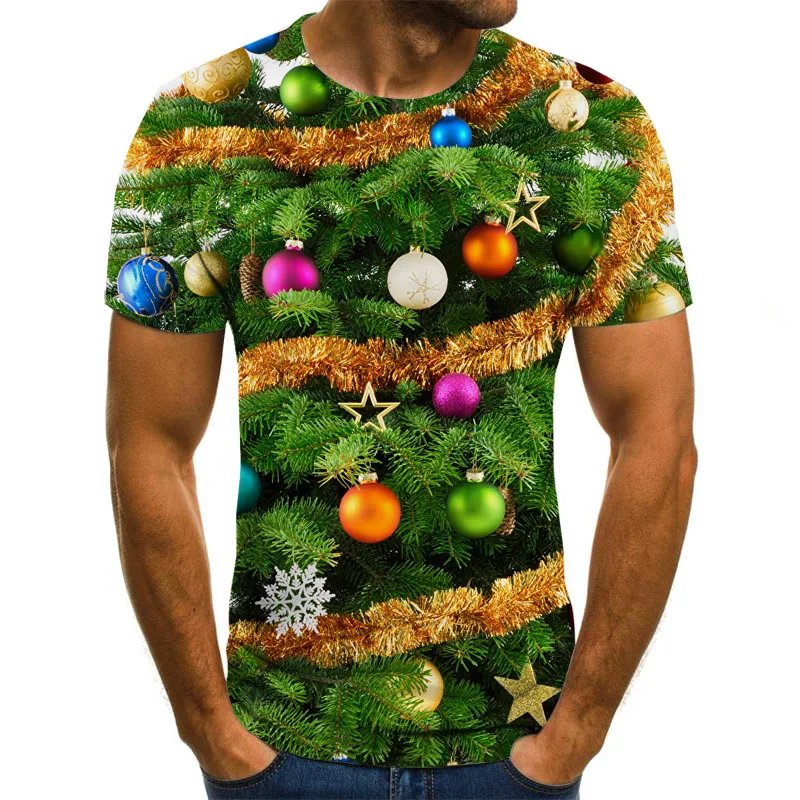 

2021 3D Christmas Tree Printed T-Shirt Casual Fashion Santa Claus T-Shirt Men's 3DT Summer Men's Sports T-Shirt XXS-6XL Tops