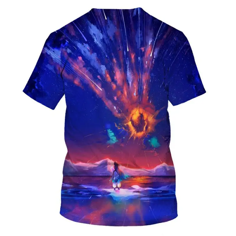 

Rainbow Eyelids X Cold Art T-shirt 3D Creative Rendering Fashion Round Neck Tops