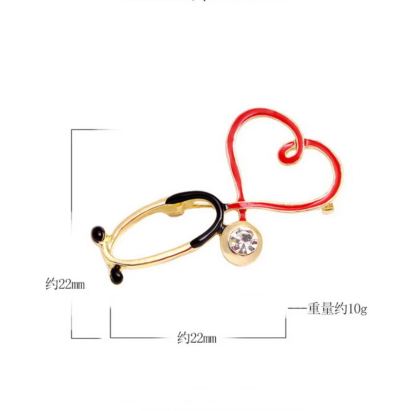 

2021 New Medical Medicine Brooch Pin Stethoscope Electrocardiogram Heart Shaped Pin Nurse Doctor Backpack Lapel Jewelry Gift