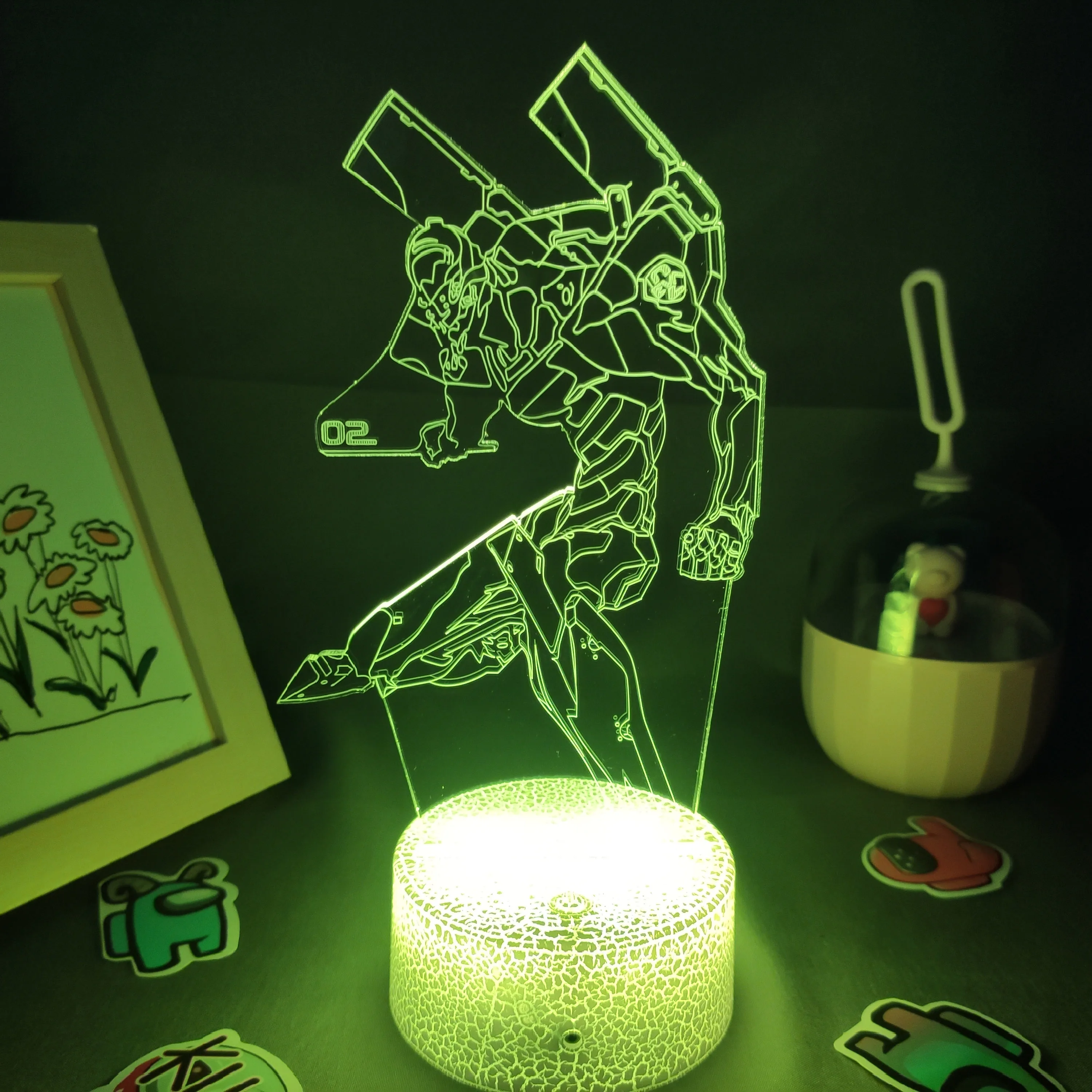 EVA-02 с аниме-фигуркой 3D светодиодный ночсветильник RGB подарок на день рождения