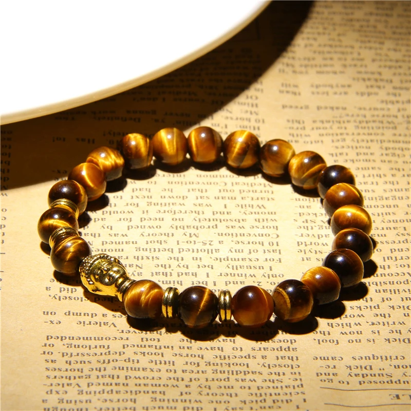 Fashion AAA Royal Blue Tiger Eye Men's Bracelet Beads Natural Stone Buddha Stretch Charm Bracelets for Women Men Jewelry