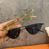2021 fashion metal narrow triangle frame colorful mirror lenses for women vintage tiny small cat eye sunglasses feminine hippie