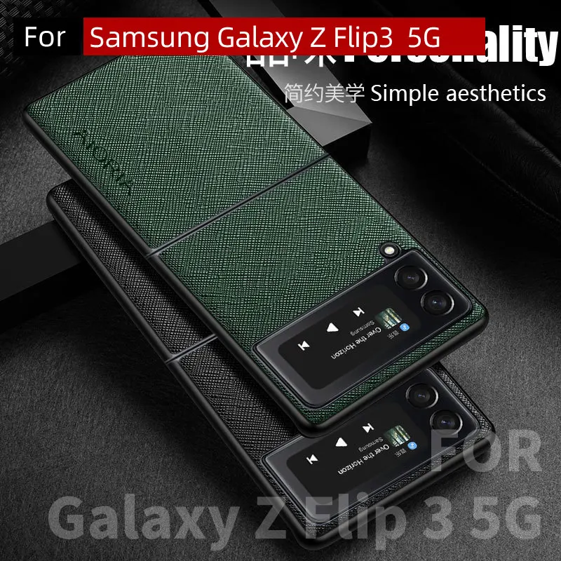 

3 in 1 Material Superior PU Leather Plain Cross Pattern New Case For Galaxy Z Flip 3 Case For Galaxy Z Flip3 5G Case