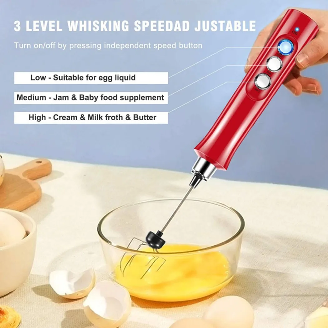 

3 Speeds Milk ABS Stainless Steel Frother Handheld USB Rechargeable Electric Mini Foam Maker High Quality