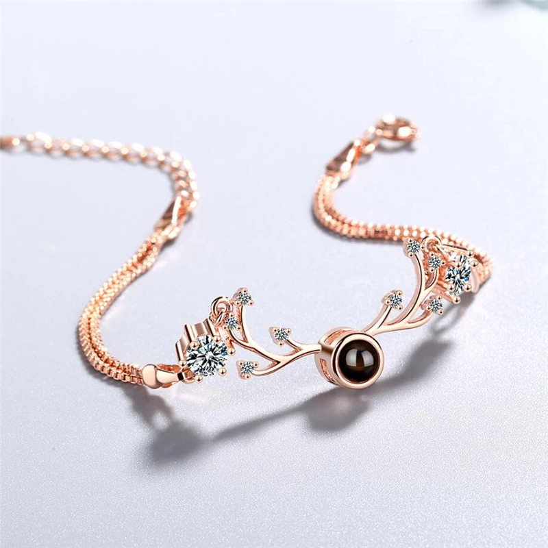 Популярные Проекционные видимые оленьи серебряные женские браслеты с