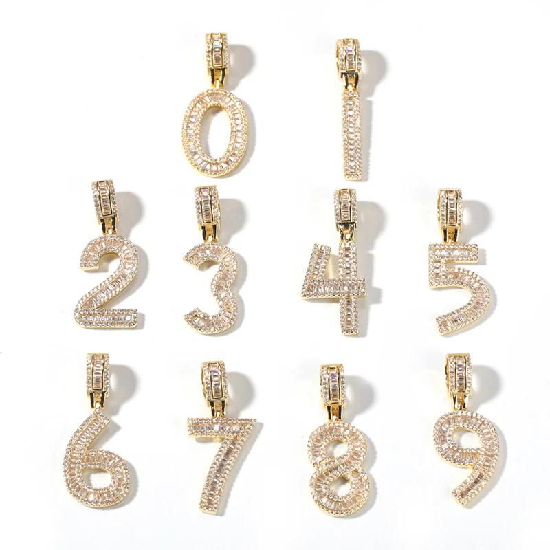 

Xishan Numbers Chain Necklaces & Pendant Rope Chain for Men Women Full Iced Out Cubic Zircon Hip Hop Jewelry Gift