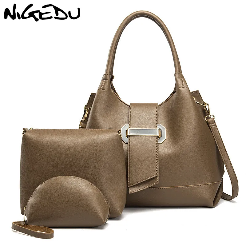 

Женская сумка на плечо NIGEDU, вместительные роскошные сумки, женские сумки, дизайнерские 3 шт. композитные Сумки из искусственной кожи, Женска...