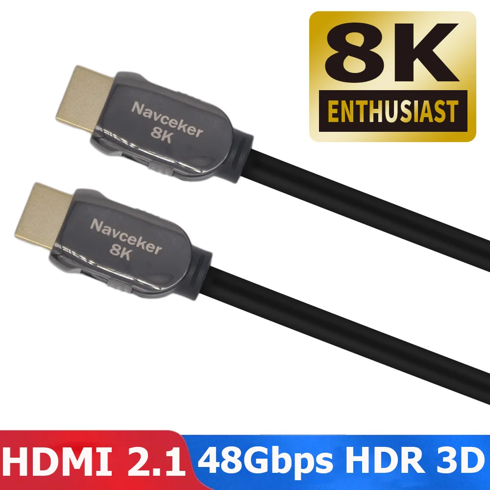 Черный Лучшие 8K 48 Гбит/с 2,1 HDMI кабели 4K HDMI 2,1 кабель eARC Кабо HDMI 2,1 UHD динамический HDR HDMI 2,1 кабель для 8K samsung QLED tv - Цвет: Черный